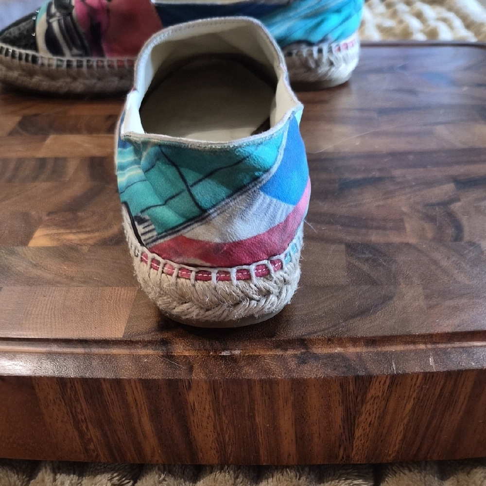 CHANEL Multicolor Canvas Espadrilles with Black Patent Toe - Picture 5 of 15